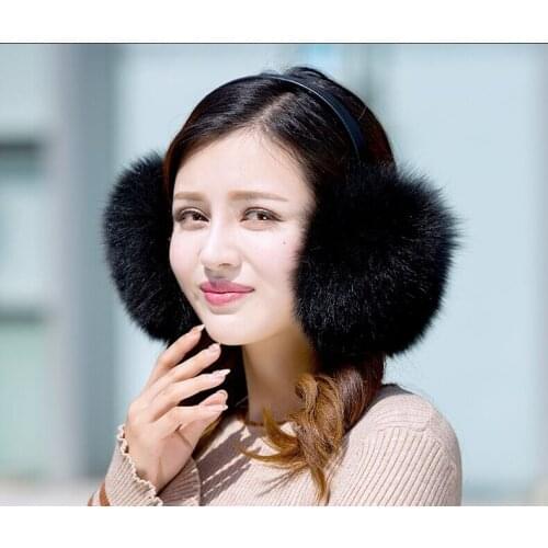Womens Real Fox Fur Earmuffs Winter Warm Earflaps Lovely