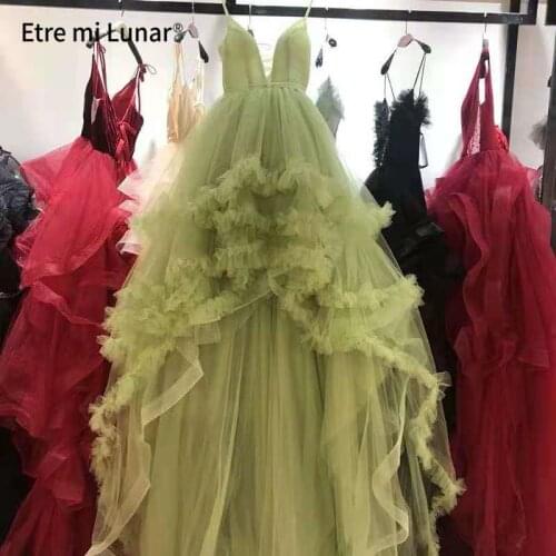 2021 Lastest Design Dresses Woman Party Night A-line V-neck Tiered Ruffles Prom Dresses Luxury Sexy Formal Dress BL4247