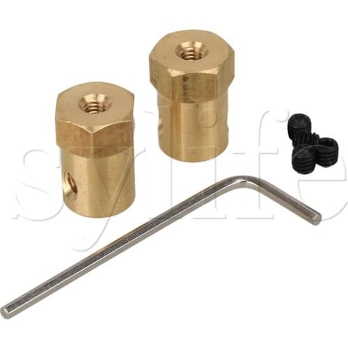 Golden Tone 4mm Brass Shaft Motor Flexible Coupling Coupler For DC Motor Robot DIY Pack of 2
