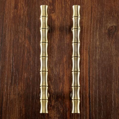 1pc 64/96mm Retro Bamboo Zinc Alloy Drawer Cabinet Handle Furniture Pull Knob Antique Brass Decorative Door Knobs