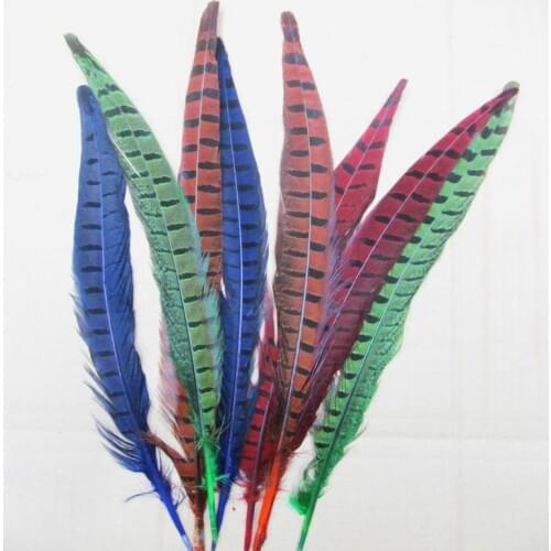 100pcs 30-35cm dyed color mix natural real pheasant tail plumage feather bulk sale for home party wedding table decoration