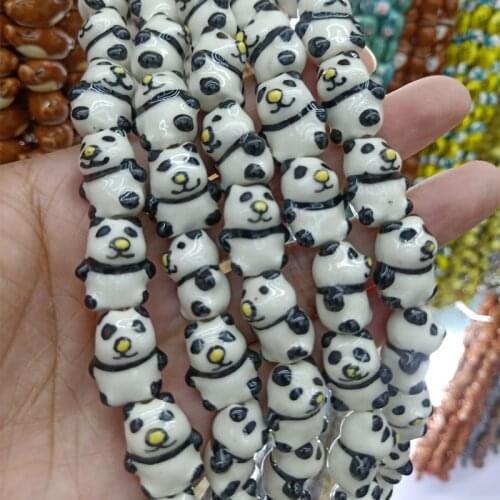 5pcs Hand Painted Panda Shape Ceramic Beads 15x19mm DIY Loose Animal Spacer Bead For Jewelry Making Bracelet Necklace