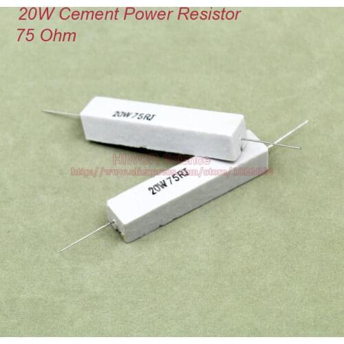 5pcs/lot) 20W 75 ohms Ceramic Cement Power Resistor 75ohm TOL 5% Resistors