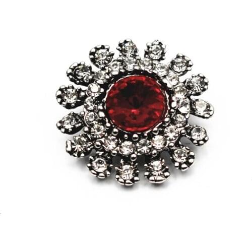 6pcs/lot Vintage Silver Flower Snap Buttons Rhinestone Snap Charms Fit 18mm/20mm Ginger DIY Snap Bracelet Jewelry