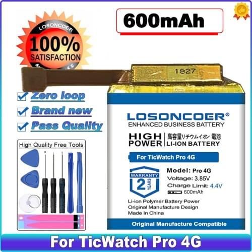LOSONCOER SP452929SF Battery 600mAh Battery for TicWatch Pro 4G Watch Smartwatch Li-Po Polymer Batteries