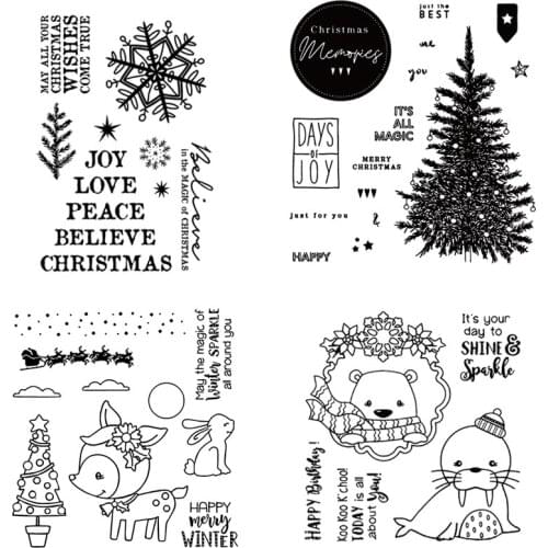 AZSG Merry Christmas / Beautiful Winter Clear Stamps For DIY Scrapbooking/Card Making/Album Decorative Silicon Stamp Crafts