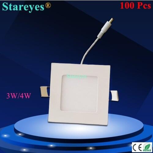 Free shipping 100 pcs Square LED Panel Light 4W AC 85-265V 105mm 320Lm SMD2835 lamp spotlight bulb led ceiling lighting