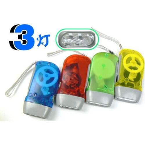 By dhl or ems 200 pcs Hand-pressing Crank Flashlight 3 LED Torch No Battery