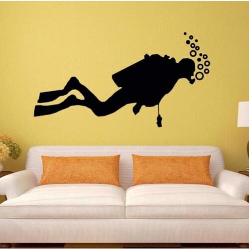 Diver Wall Decal Vinyl Diving Ocean Sea Extreme Sports Wall Sticker Ocean Style Design Decor Marine Wall Art Vinyl Decal AY512