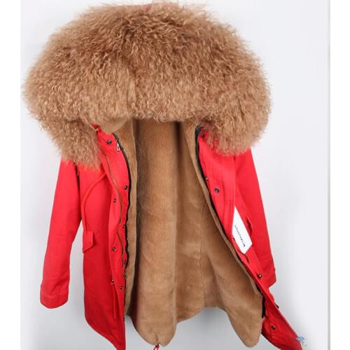 New Arrival Long Fur Coat 2018 Fashion Womens Luxurious Lamb Fur Parka Mongolia Sheep Fur Hooded Coat Outwear Winter Jacket