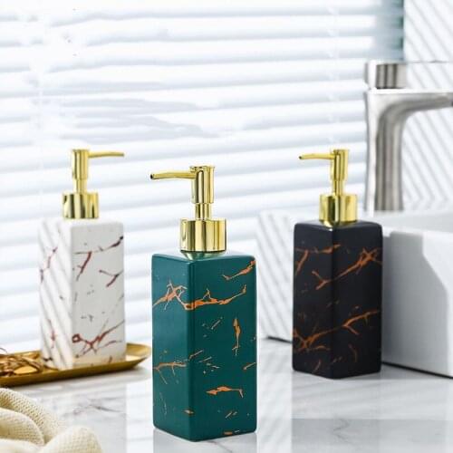 Household Bathroom 400ml Marble Pattern Soap Dispenser Ceramic Lotion Bottle Shower Gel Shampoo Hand Soap Facial Cleanser Bottle