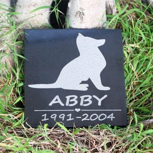 Granite Dog Memorial Stones Personalized Pet Memorial Stones Headstones For Dog Cat Pattern 6"×6"Inch JSYS