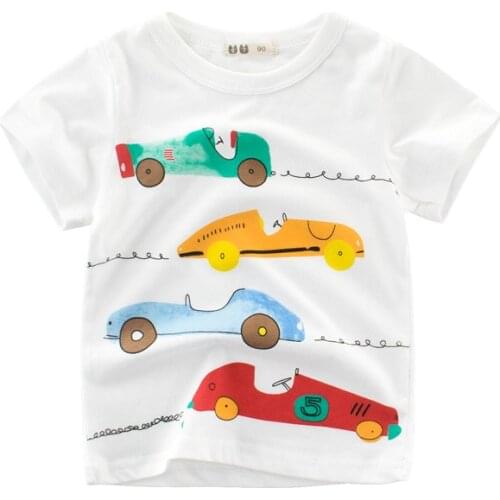 Cotton Boys Clothes Toddler Tees Automobile Car Print Pullover Summer Children Summer Clothing Cartoon T-shirt Casual Wear