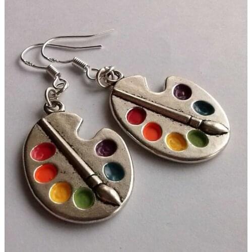 Huitan Fashion Palette Shape Earrings Wonderful Bright Artist Gift Five-color Paints Jewelry Fit Women Creativity Drop Earrings