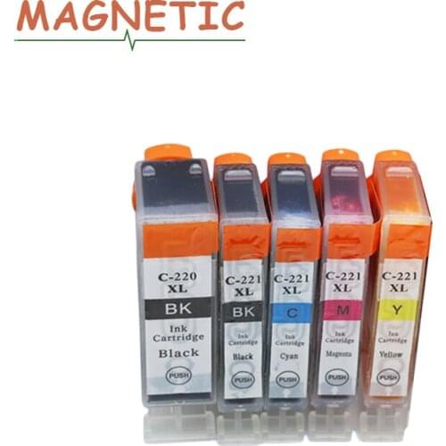 5pcs ink Cartridge PGI-220 CLI-221 PGI220 PGI 220 For Canon PIXMA IP3600 IP4600 IP4700 MX860 MX870 inkjet printer