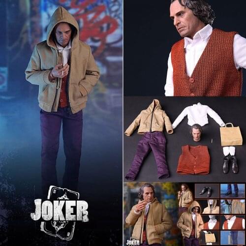 Collectible TOP-001 1/6 Lunatic JOKER Joaquin Phoenix Clothes with Head Sculpt 12" Male Figure Full Set Model Toy for Fans Gifts