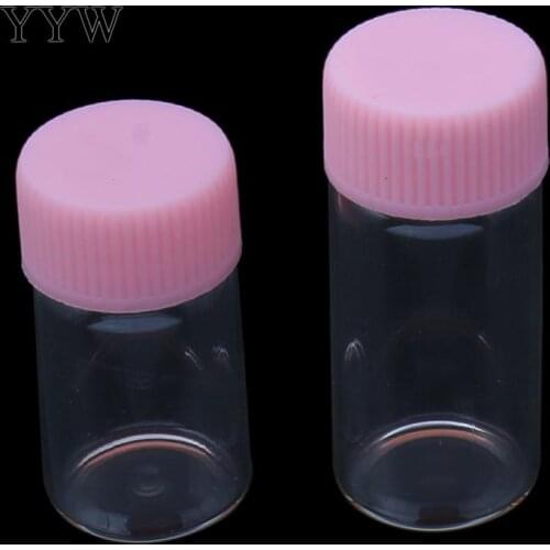 Jewelry Beads Container Glass with plastic cap transparent pink 20PCs/Bag