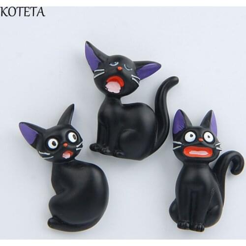 Koteta Japanese Anime Black Cat JIJI Model Resin Action Figure 3D Fridge Magnet Decor for Home Miyazaki Hayao Cartoon Kids Toys