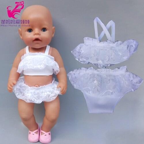 Doll Clothes 43cm Baby Doll summer swimming wear white lace 18 Inch Girl Doll Toys Clothing