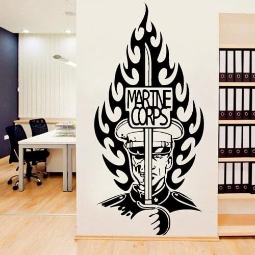 Marine Corps Wall Decals Living Room Sofa Background Wall Decoration Marines Army Soldiers War Death Vinyl Wall Stickers Z275
