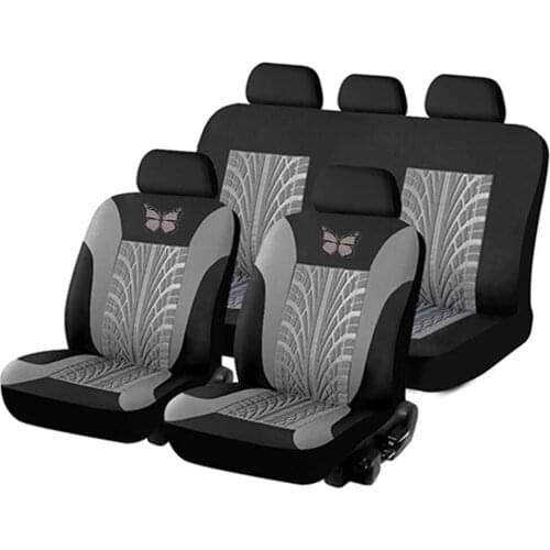 Embroidery Car Seat Covers Set Universal Fit Most Cars Covers with Tire Track Detail Styling Car Seat Protector car styling