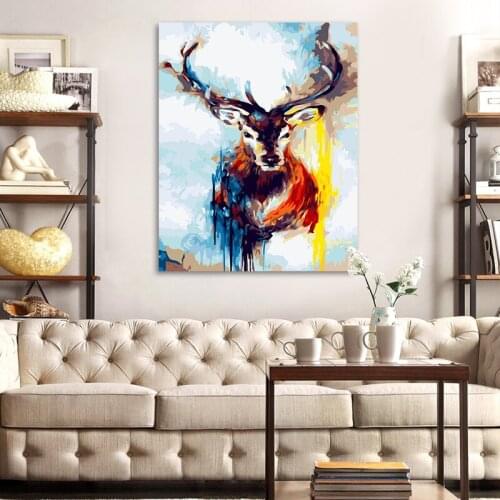 DIY painting by numbers abstract sika deer creative adult hand-painted living room decoration painting
