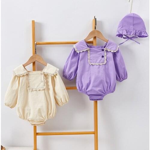 New 2020 Baby Girl Rompers Baby Girl Pure Color Long Sleeves Rompers Spring Autumn Baby Girl Newborn Rompers Clothes