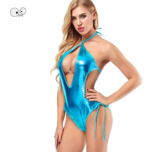 2020 NEW Sexy Women Shiny One Piece Bodysuit Swimsuit Cover Belly Swimwear Female Base Layer Beach Wear Bathing Suit Monokini