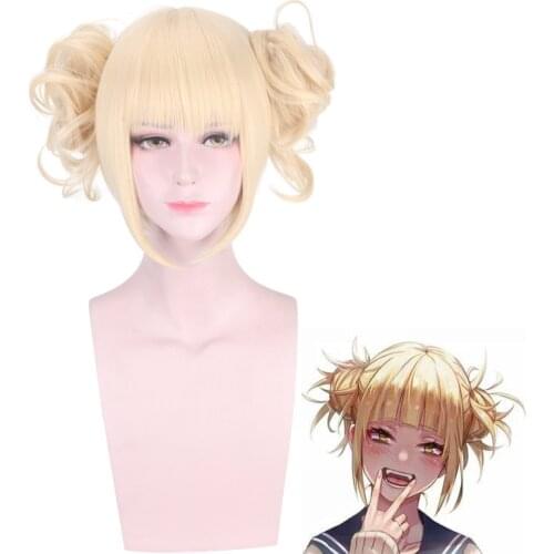 My Hero Academia Himiko Toga Synthetic Hair Party Role Play Cross My Body Wig Cosplay Costume+ Free Wig Cap