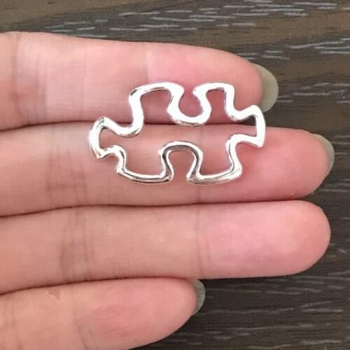 12PCS DIY Charm Puzzle Autism Charms Zinc Alloy Autism Pendant Charm Connector for Bracelet Necklace Earring Jewelry Making