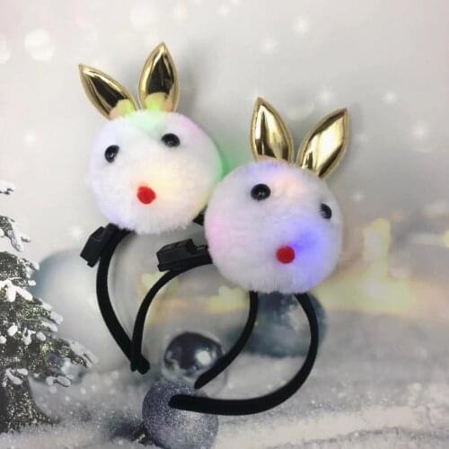 10pcs Easter LED Light Luminous Cute Rabbit Glow Headband Flashing Bunny Headdress Hair Band Hoop Toy Concert Birthday Party