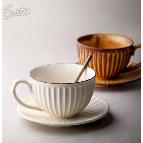 Japanese Style Simple White Cup and Saucer Modern Design Creative Coffee Cup Tableware Furniture Decoration Couple Cup Travel