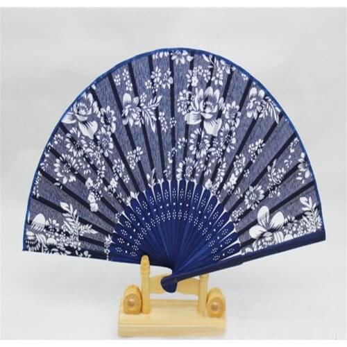 Folding Hand Fan Fabric Floral Wedding Dance Favor Pocket Fan Chinese style Birthday Party Wedding DIY Home Decoration