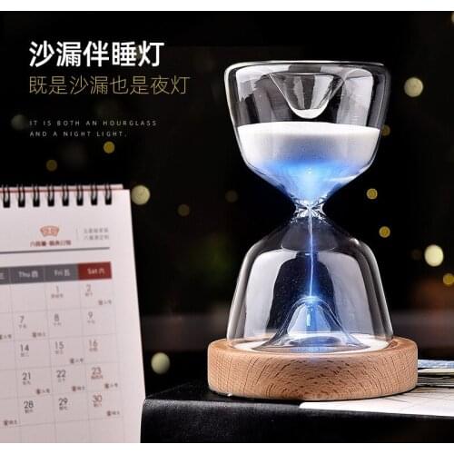 Glass hourglass, remote control, luminous 15 minute night market, creative display hourglass home decor terrarium decor