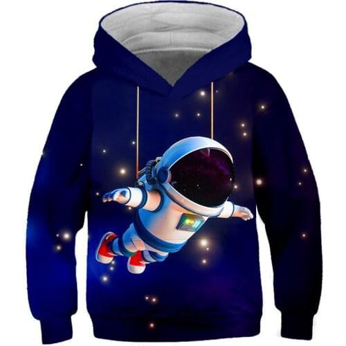 Childrens Clothing Boy Autumn Winter Sweatshirt Streetwear Cartoon Astronaut Star Rocket 3D Digital Print Hoodies Kids Clothes