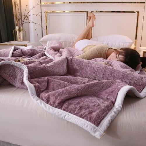 Thick Three-layer Wheat Ears and Lamb Wool Blankets for Autumn and Winter Warmth Siesta Blankets Quilted Blankets