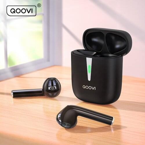 QOOVI TWS Bluetooth Earphone Wireless Headphones Gaming Headset Stereo Bass Sport Waterproof Earbuds With Microphone For Phone