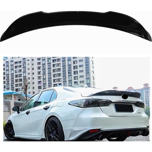 Car Trunk Rear Spoiler Wing Lip Glossy Black Platypus Look Tail Gate Window Guard Plate Trim For Toyota Camry 8th TRD 2018-2021