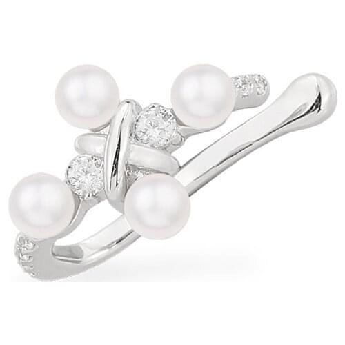 SLJELY Fashion Pure 925 Sterling Silver Mono Cross Sliding Ear Bone Cuff with Pearl AAA Zirconia Clip Earring 1PC for Women