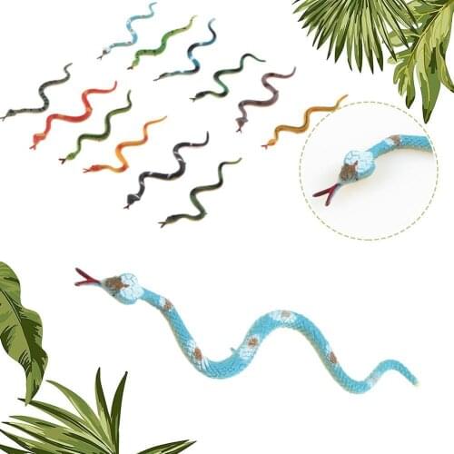 12pcs/set Simulation Reptiles Animal Snake Figures Model Toys Halloween Jokes Trick Kids Educational Collection Gift