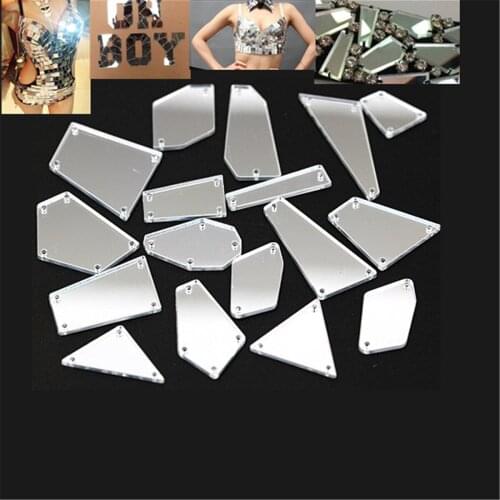 20X Acrylic Clear Mirror Sew on Crystal Rhinestones Flat Back Cloth Dress Decor