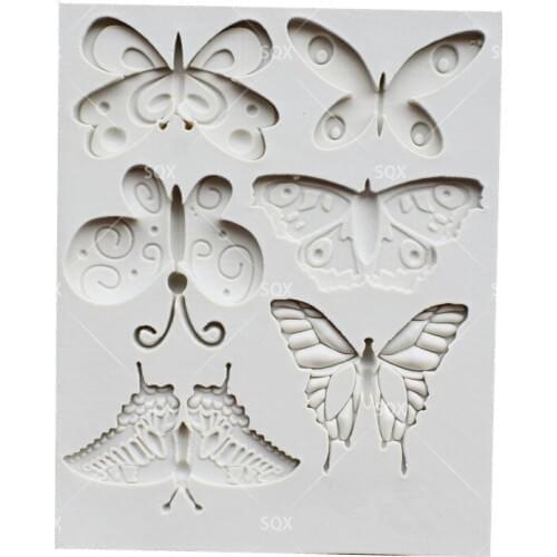 6 Butterflies Shape Silicone Mold Candy Mold For Cake Decorating Tools Kitchen Accessories SQ16150