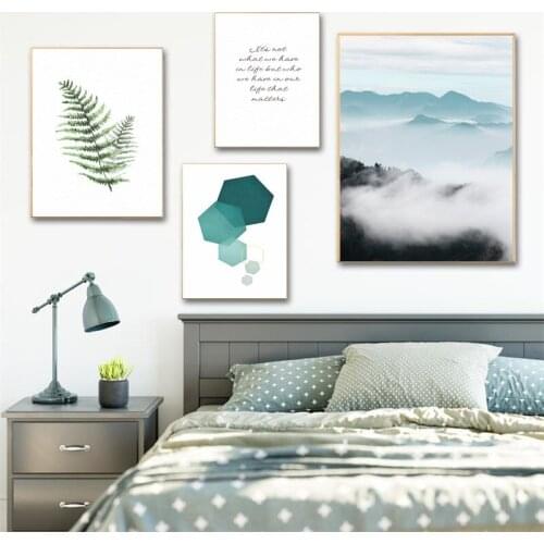 Abstract Landscape Painting Wall Mural Print Poster Decorative Painting mountain Cloud Mist Plant geometry Beautiful combination