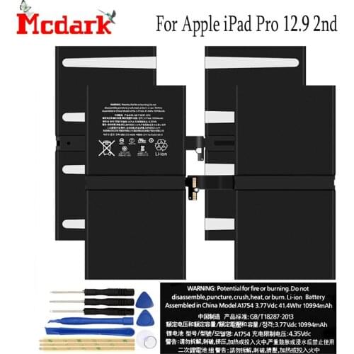 For iPad Pro 12.9 2nd A1670 A1671 A1754 Battery Batterie Bateria Accu 10994 mAh Replacement High Quality Back Up Bateria+tools