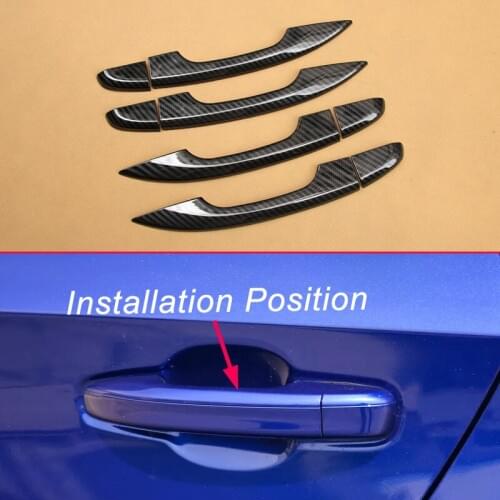 Black Carbon Fiber Look 8Pcs Covers For 10th Honda Accord Car Door Handles Without Keyless Entry System Accessories Overlay