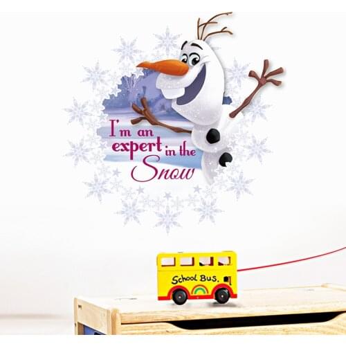 Disney Frozen Olaf Elsa Anna Wall Stickers For Kids Room Home Decor Wall Decal PVC Art Funny 3D View Cartoon Movie Poster