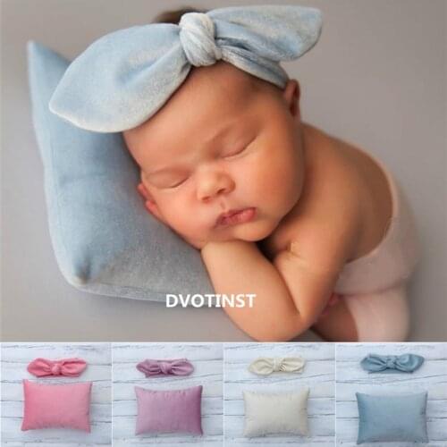 Dvotinst Newborn Photography Props Baby Girls Bow-Knot Headband Posing Pillow Fotografia Accessories Studio Shoots Photo Props