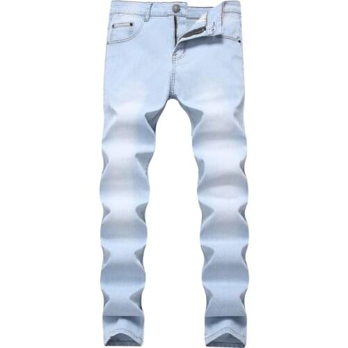 Men Biker Jeans Business Summer Straight Slim Fit Blue Jeans Stretch Denim Pants Trousers Classic Cowboy Man Washed Ripped Jeans