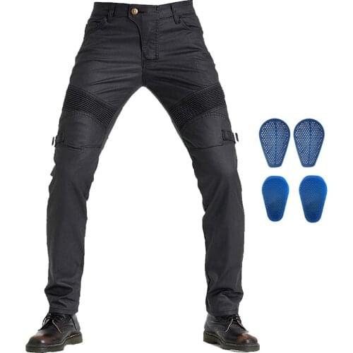 Coated Motocross Racing Jeans Waterproof Motorcycle Riding Pants With 4 X Honeycomb Silica Gel Armor Knee Hip Pads