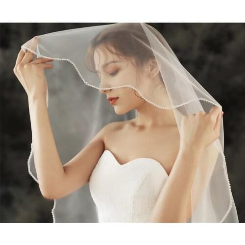 One Layers White Ivory Wedding Veils with Comb Crystals Bridal Veils Short Wedding Accessories for Bride Velo De Novia